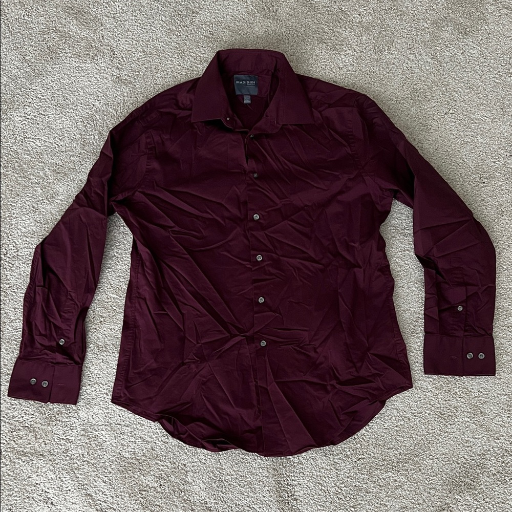 Madison Deep Burgundy Men's Dress Shirt